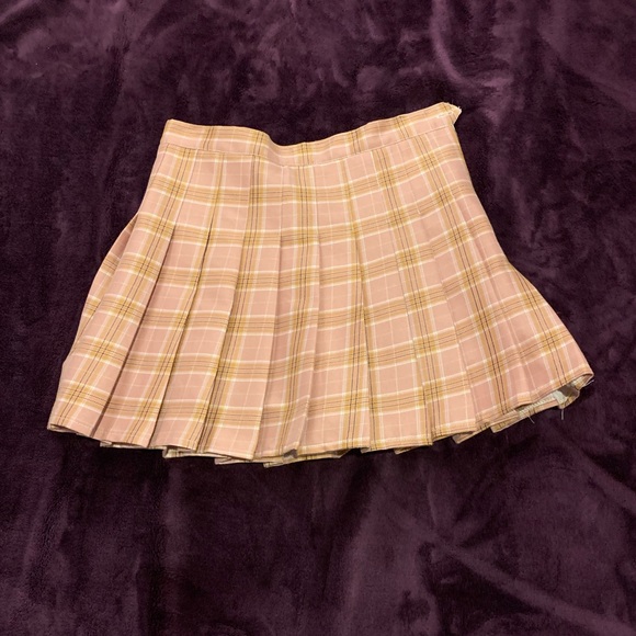 Plaid pleated skirt- yellow and pink - Picture 1 of 5